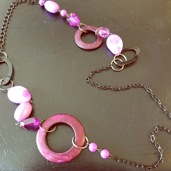 Jewelry - 3 for $20 Purple Bead and Black Chain Necklace